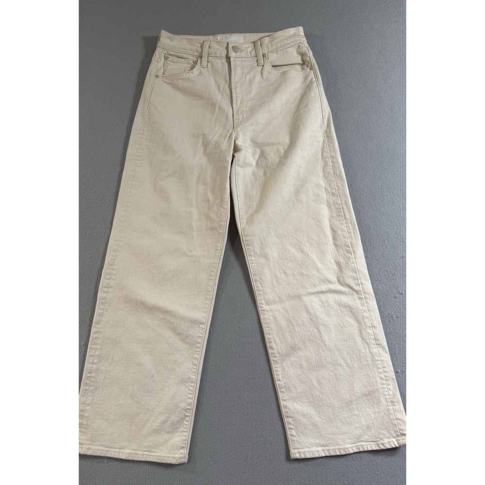 MOTHER Cream Wide-Leg Ankle Crop Jeans